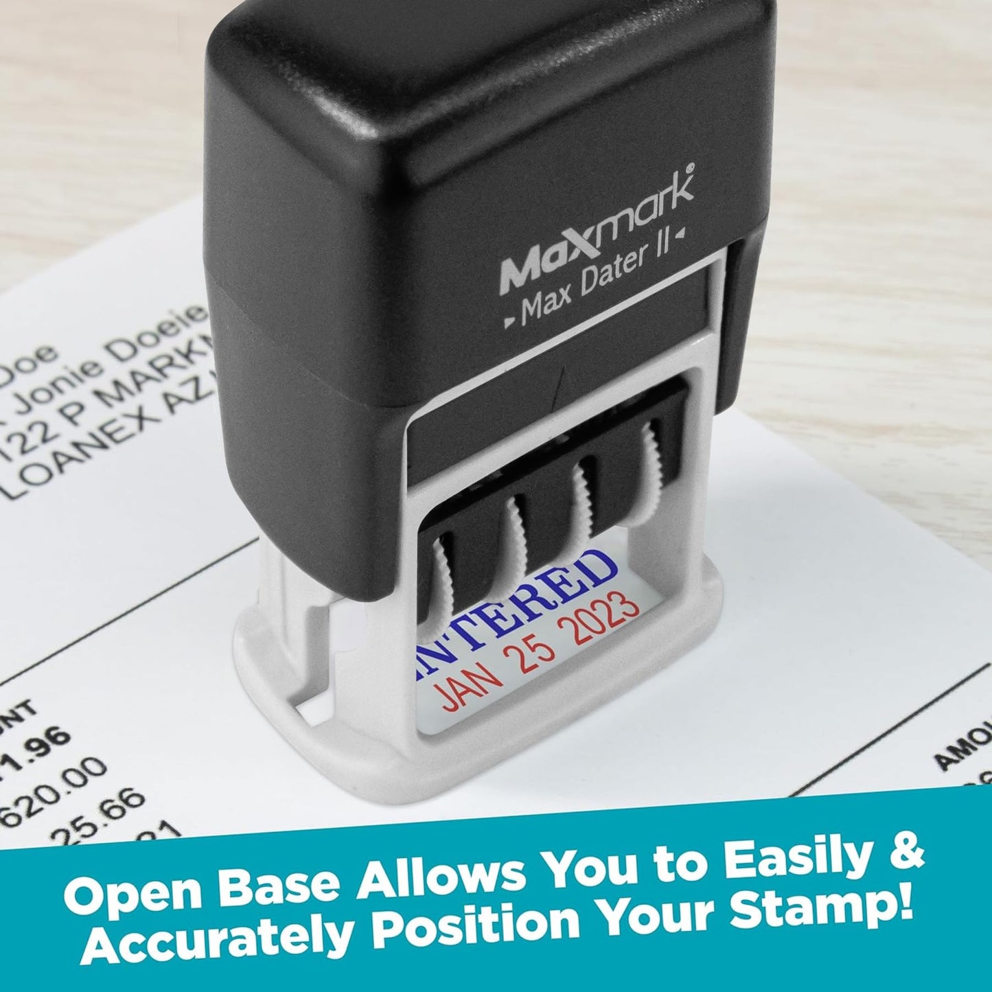 MaxMark Self-Inking Rubber Date Office Stamp with Received Phrase Blue Ink & Date RED Ink (Max Dater II), 12-Year Band