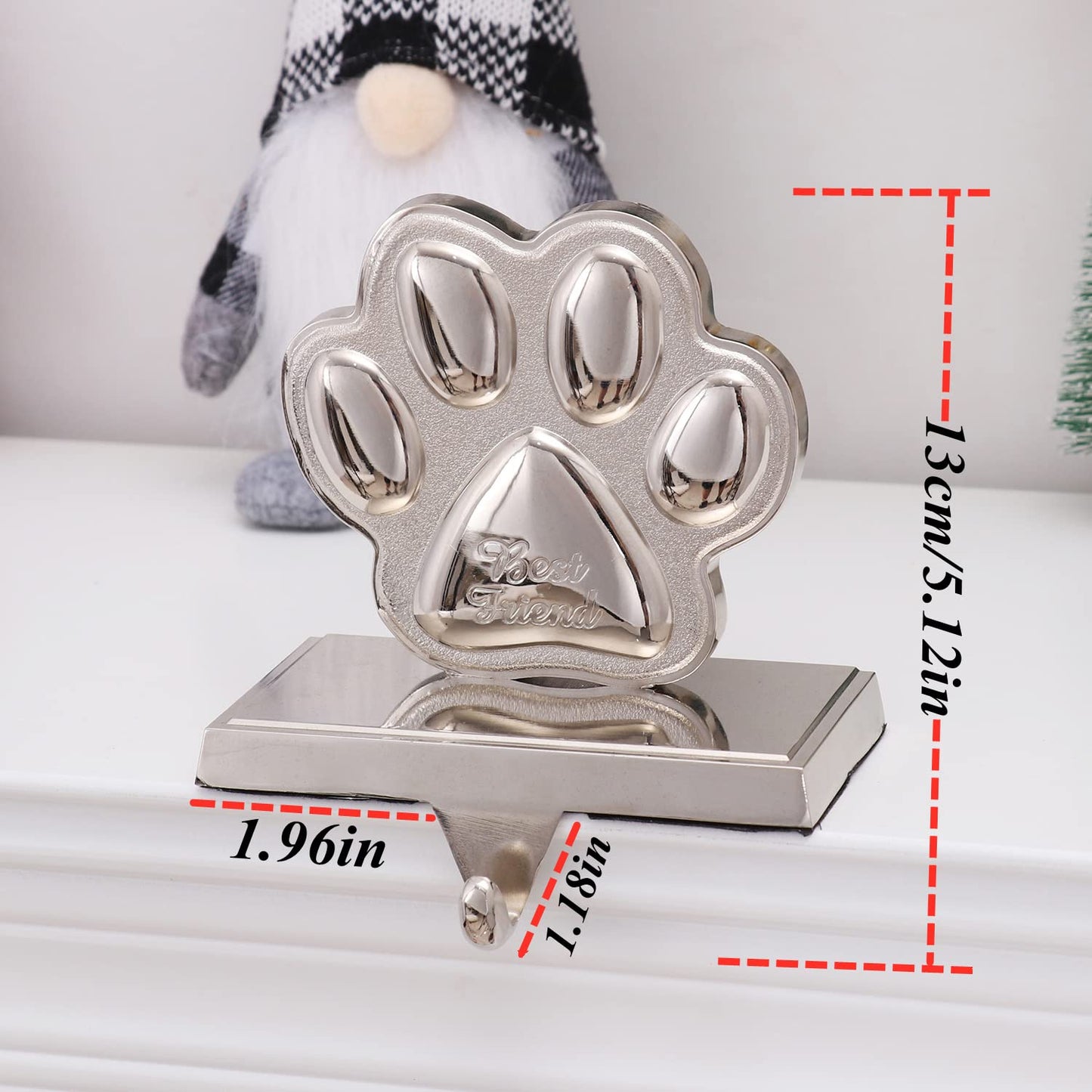 Christmas Stocking Holders for Fireplace Mantle Dog Paw Mantle Stocking Hangers Sliver Sturdy Stocking Hook for Tables Window Fireplace Home Decoration (1,Dog Paw)
