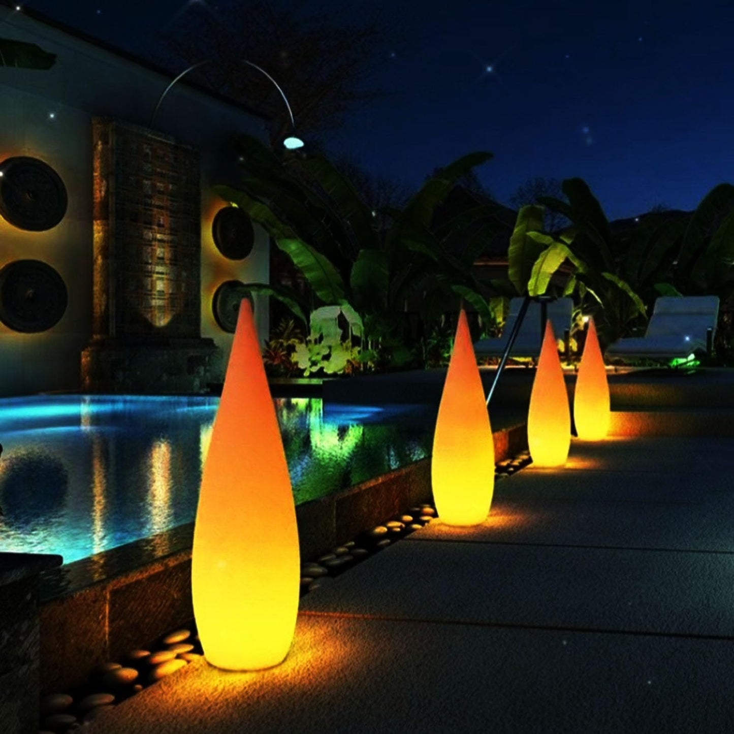 JHOTEC Outdoor Water Drop Lights, Waterproof Lawn Light, Courtyard Garden Terrace Atmosphere Lights, Landscape Courtyard Decorations Floor Lamps, Path Light, Modern Holiday Lamps