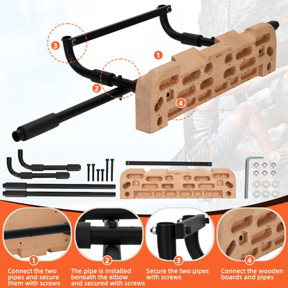 MARGAR Hangboard Rock Climbing Hangboard with Door Way Pull Up Bar, 2 in 1 Hangboard Rock Climbing Hangboard, Rock Climbing Hangboard Over Door for Rock Climbing Training and Home Fitness
