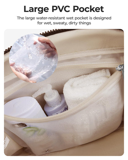 BAGSMART Gym Bag for Women, Duffle Bag for Travel with Wet Pocket, Lightweight Carry on Weekender Duffel, Water Resistant, Chocolate