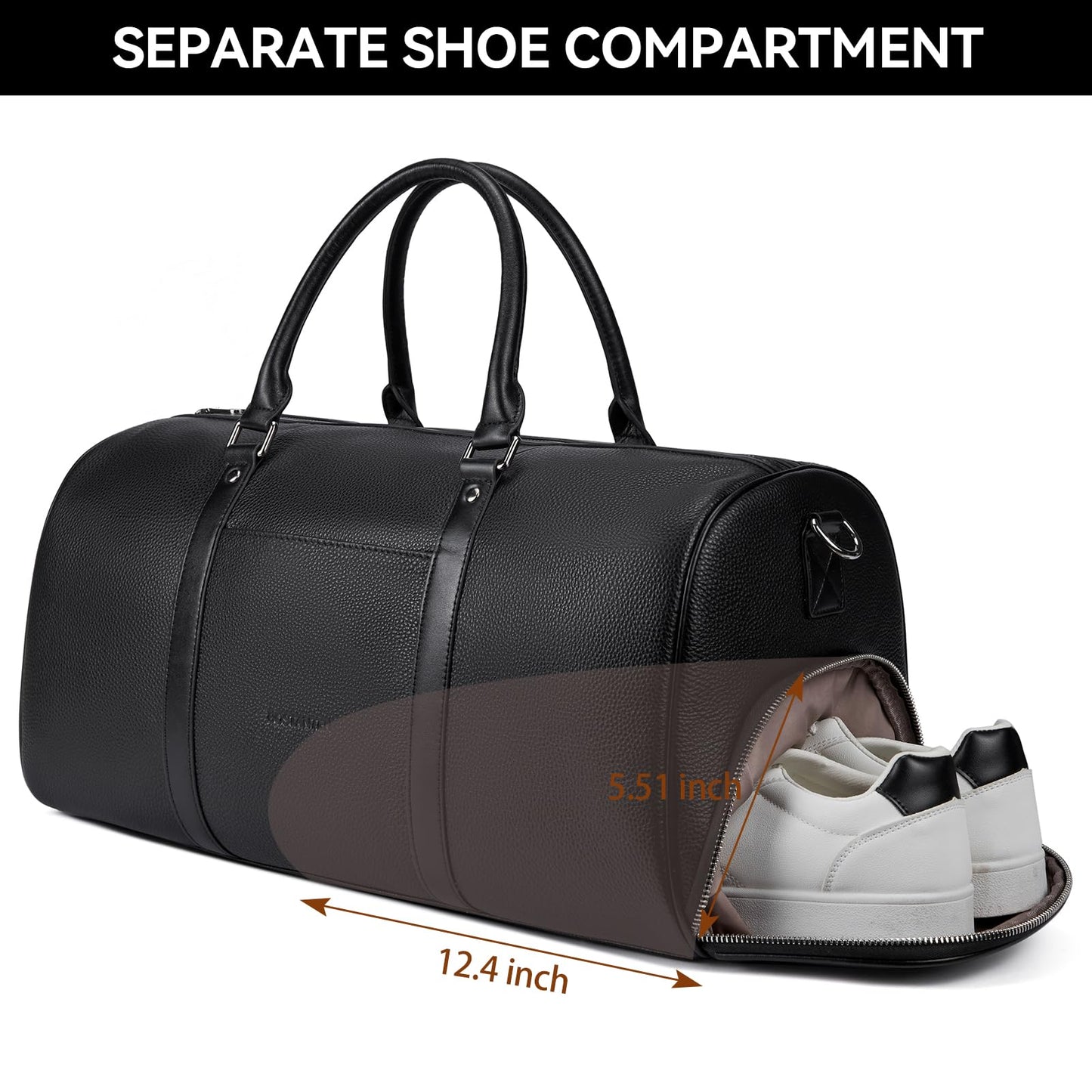 BOSTANTEN Genuine Leather Travel Weekender Overnight Duffel Bag Gym Sports Luggage Tote Duffle Bags for Men Medium: 18.5"X9.25"X10.50"