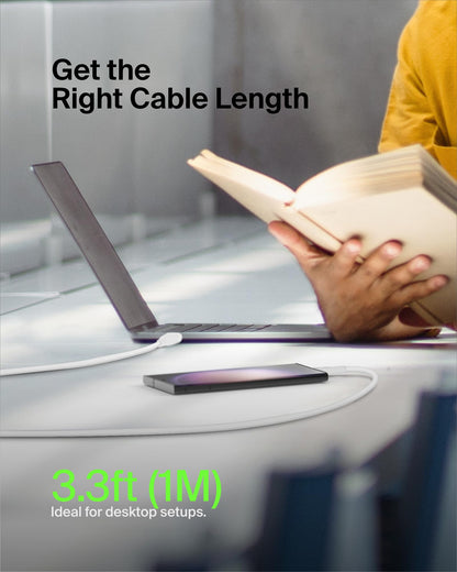 Belkin USB-C to USB-C Cable Fast Charging Cable (2M/6.6ft) for iPhone 16, iPhone 16 Pro, iPhone 16 Pro Max, Galaxy S25, S24, Note, Pixel, iPad Pro, Nintendo Switch 2, Carplay & More - Black