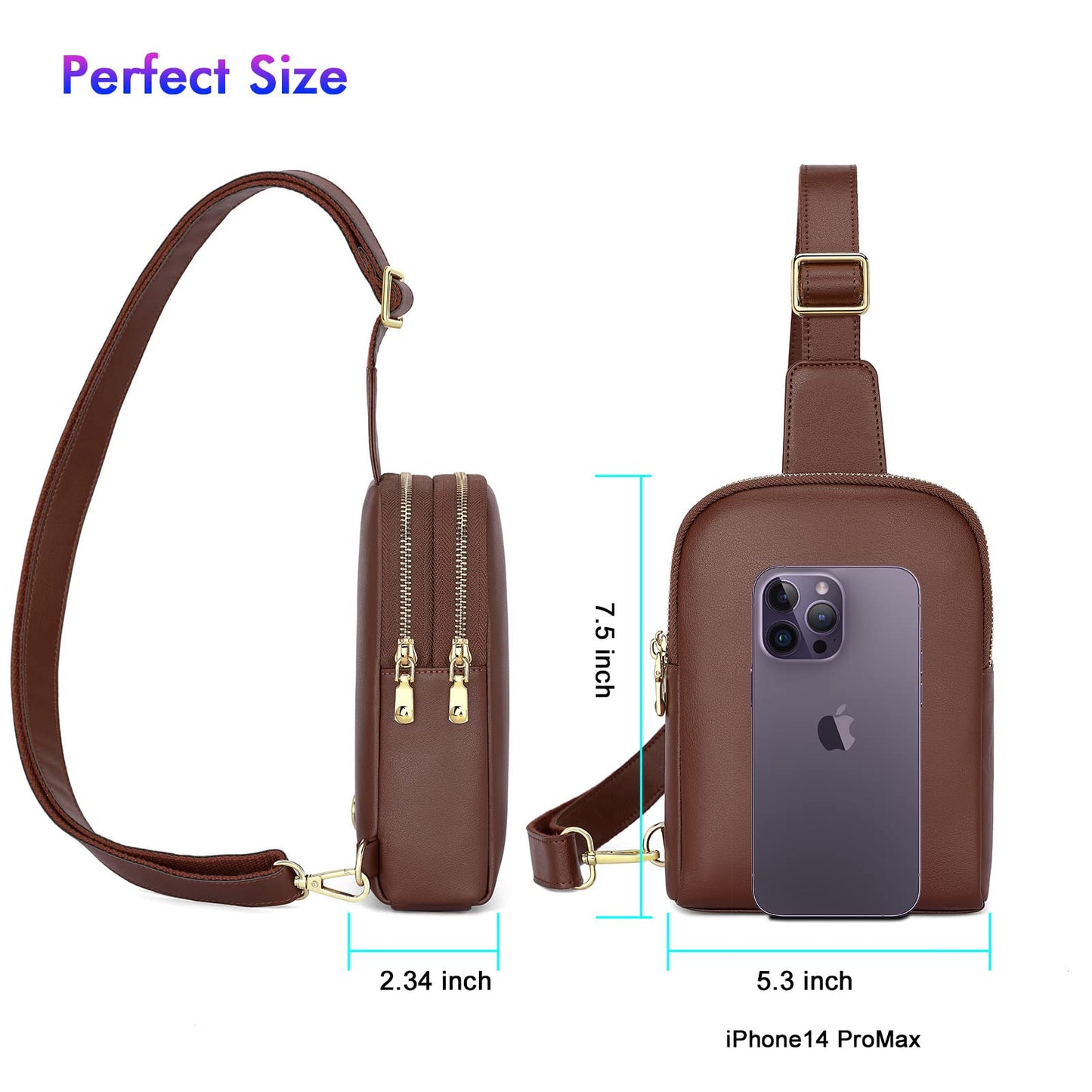 nuoku RFID Blocking Sling Bag for Women, Vegan Leather Anti Theft Crossbody Purse, Lightweight Small Chest Bag for Everyday Travel