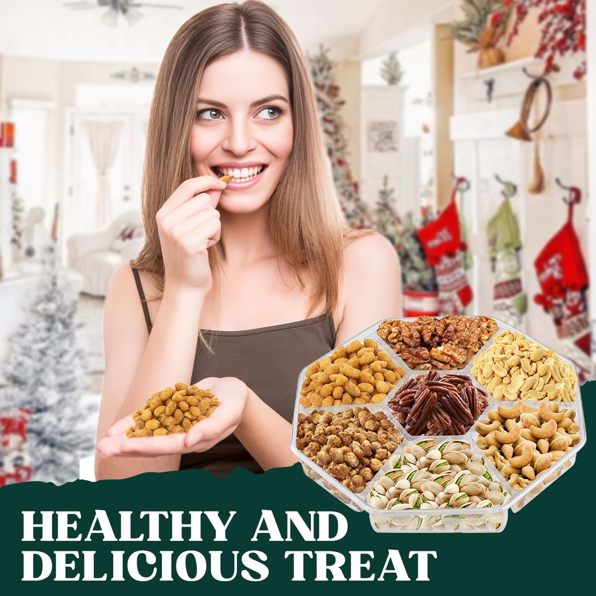 Nuts gift Basket - With a Variety of Freshly Roasted Nuts - Beautifully Packaged Gift Baskets for Woman, Easter Gift Basket for Him.