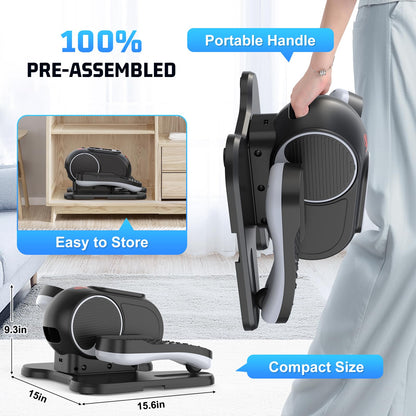 ANCHEER Under Desk Elliptical, 24-in-1 (12 Auto & 12 Manual) Elliptical Machine with Wireless Remote&Dual-Direction, Quiet Compact Leg Exerciser for Home Office(Black)