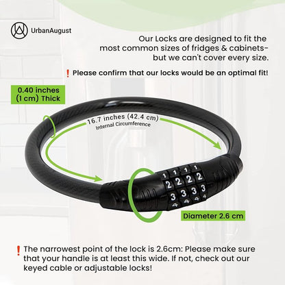Fridge Lock - Multi-Functional Cable Combination Lock for French-Door Refrigerators | Two Pack White