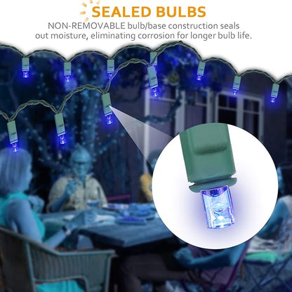 100 Count Blue LED Christmas Lights 50ft 5mm Blue, Waterproof, Indoor/Outdoor, UL, IP65