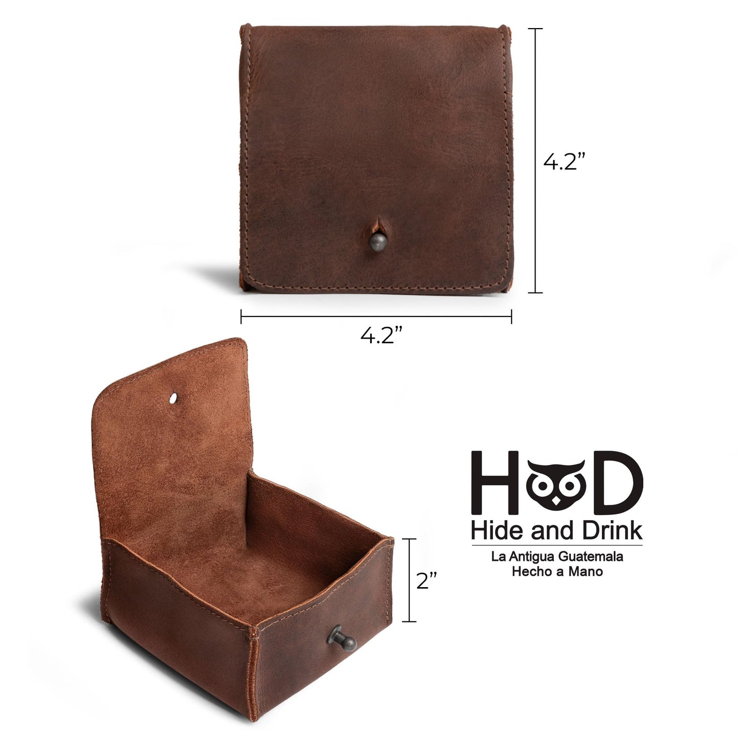Hide & Drink, Jewelry Pouch, Mini Travel Size Box, Rings & Precious Articles Storage Organizer, Groom & Bridesmaid Wedding Gifts, Full Grain Leather, Handmade, Bourbon Brown