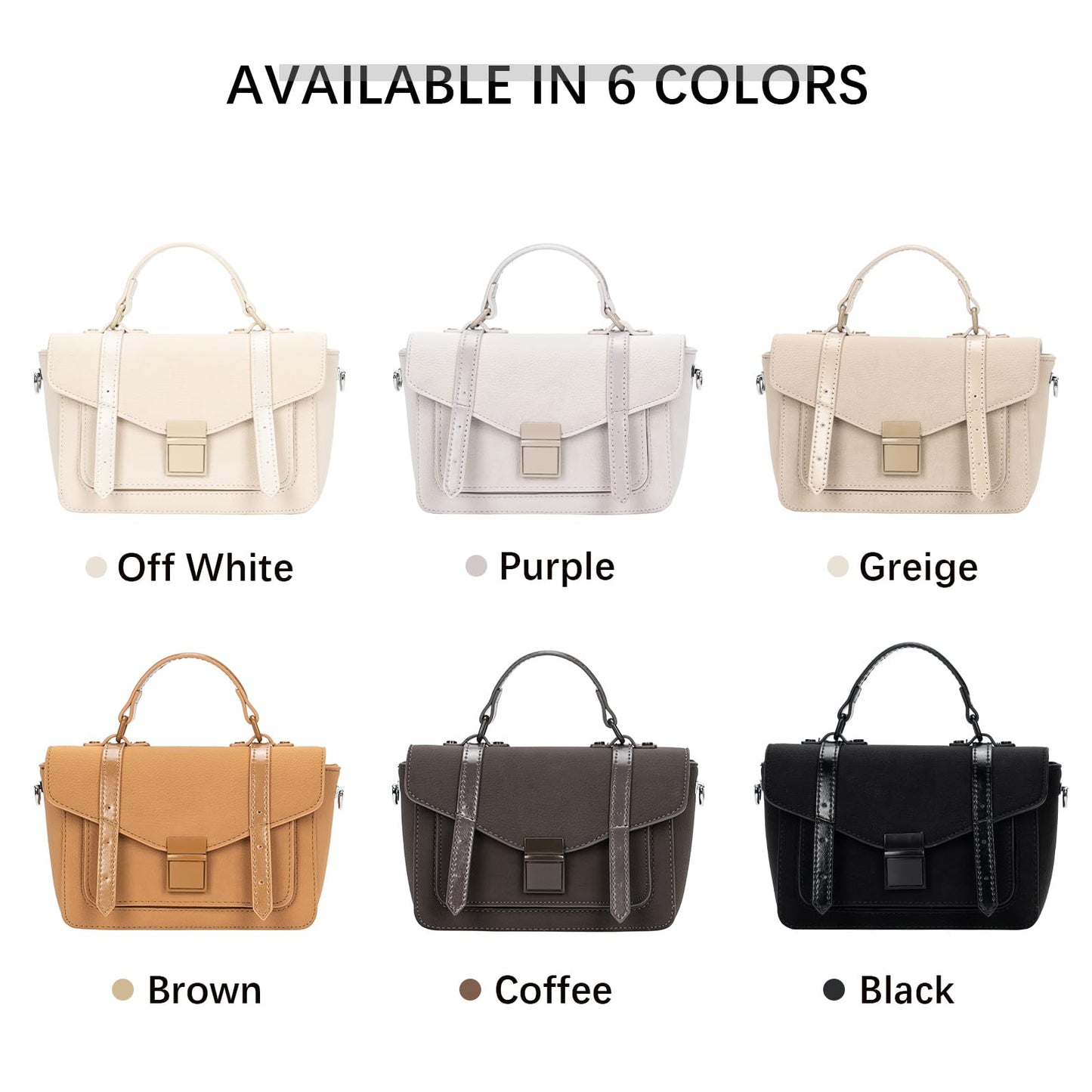 ALEX&MIA Women's Small Top-Handle Handbag – Vegan Leather Mini Satchel Bag, Fashionable Crossbody and Shoulder Bag, Perfect for Daily and Work Use (Black)
