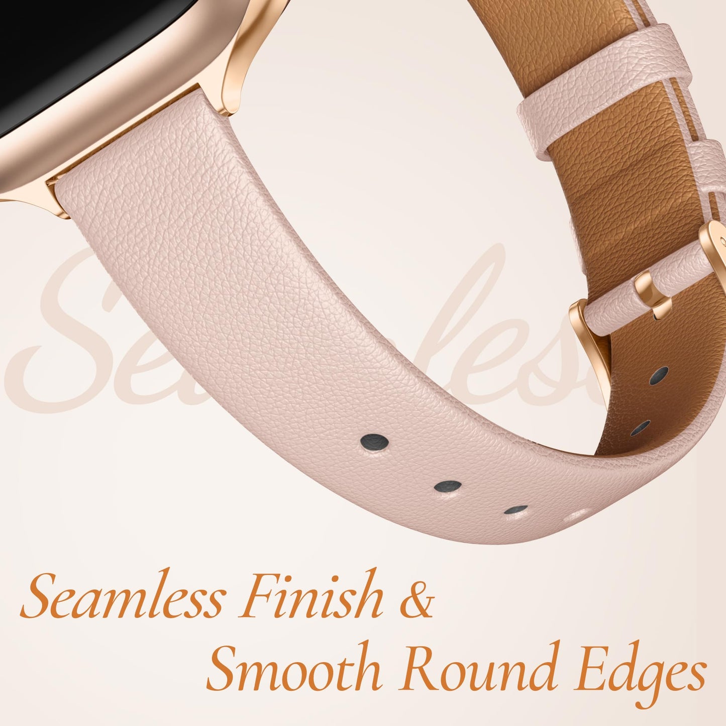 Adorve Compatible with Apple Watch Band 42mm 41mm 40mm 38mm for Women, Dressy Seamless Soft Slim Faux Vegan Leather Replacement Straps for iPhone Watch Series 11 10 9 8 7 6 5 4 3 2 1 SE3/2/1, Pink