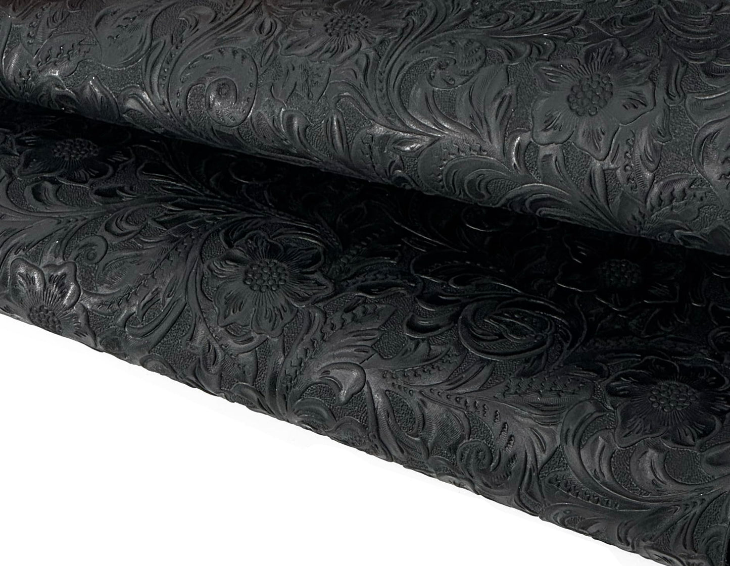 Western Style Bump Texture Geometric Pattern 2.0mm(5-5.5oz) Genuine Leather Sheet, Floral Tooling Craft Leather for DIY Projects (Black | Pattern 12"x24"）