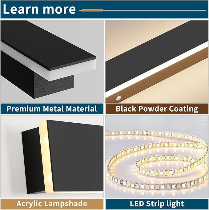 Outdoor Long Wall Light, 59inch LED Wall Mounted Sconces, 3000K-6000K Dimmable, Modern Lighting Fixture IP65 Waterproof Exterior Wall Light for Courtyard, Hallway, Garage with Remote Control