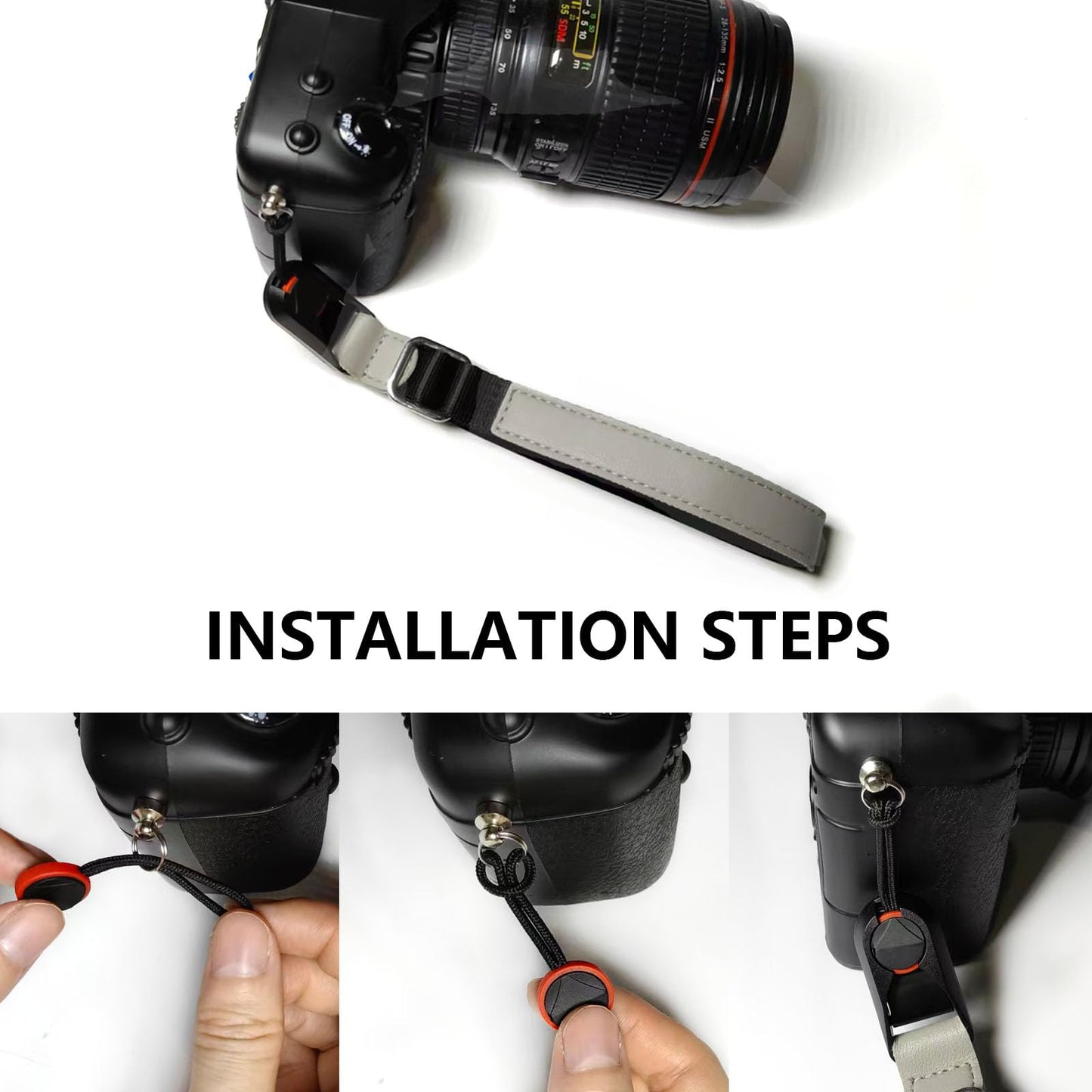 Camera Wrist Strap with Quick Release & Anti Drop Lock, Adjustable Secure Hand Strap for DSLR Cameras (Compatible with Canon, Nikon, Sony)