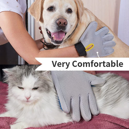 Marchul Pet Grooming Glove - Hair Remover Brush for Cats, Dogs, Horses with Long and Short Hair, 1 Pair