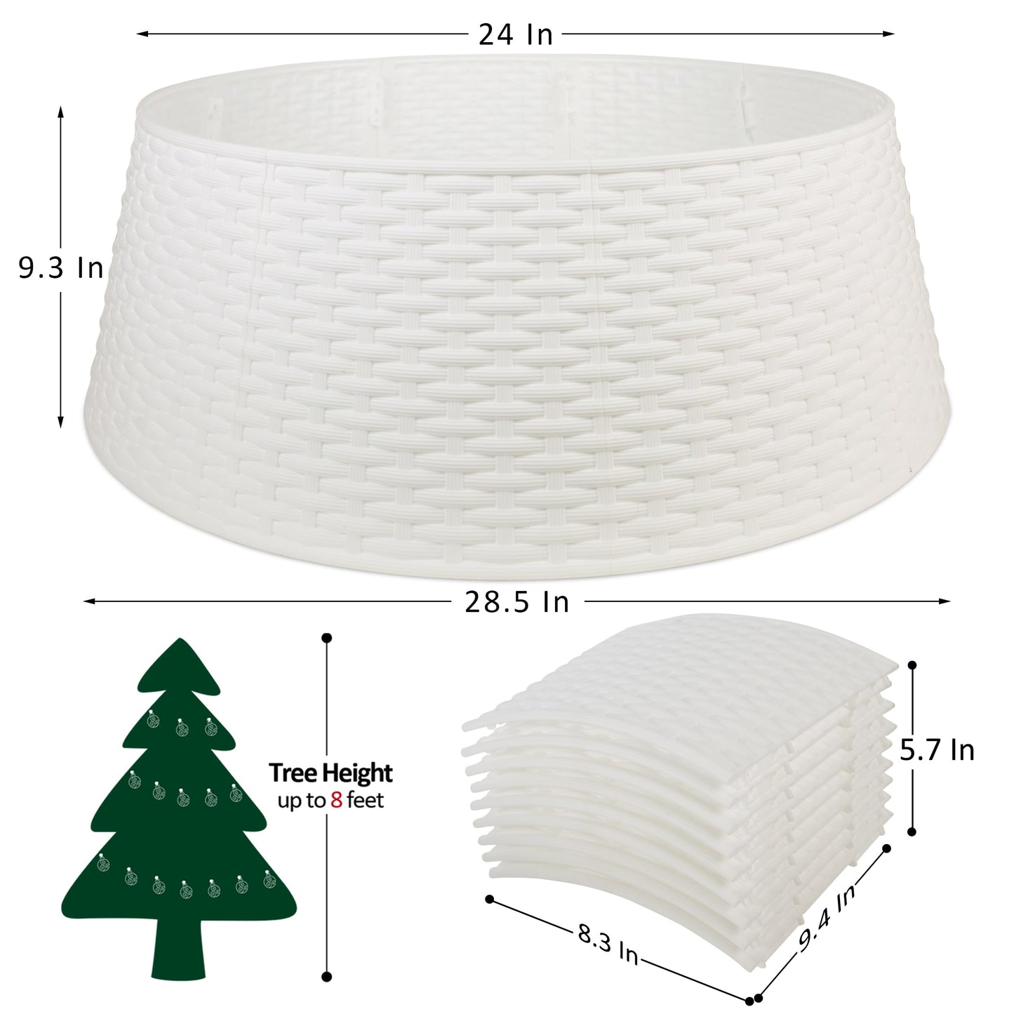 Blissun Christmas Tree Ring, 28.5" Plastic Christmas Tree Collar, Christmas Tree Skirt for Artificial Christmas Trees Decoration (Extra Large, White)