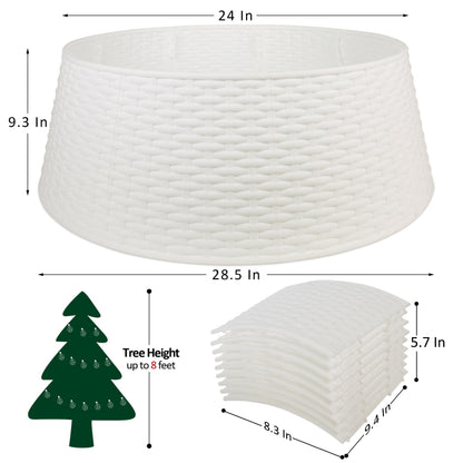 Blissun Christmas Tree Ring, 28.5" Plastic Christmas Tree Collar, Christmas Tree Skirt for Artificial Christmas Trees Decoration (Extra Large, White)