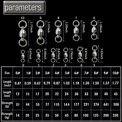 AMYSPORTS Ball Bearing Swivels Connector High Strength Stainless Steel Solid Welded Rings Barrel Swivels Saltwater Freshwater Fishing 25pcs 144lbs