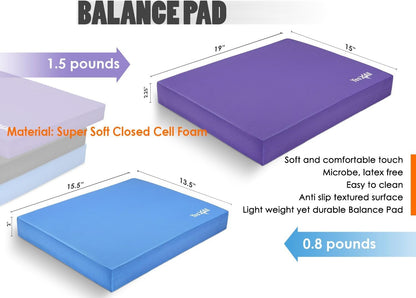 Yes4All Upgraded Size Foam Pad for Exercise, Nonslip Foam Balance Pad Physical Therapy, Yoga & Stability Training Balance Mat