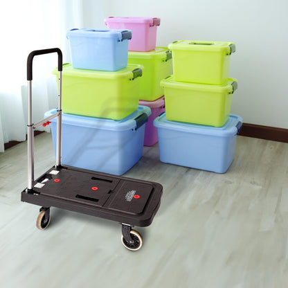 Magna Cart Folding Platform Cart, 4-Wheel Rolling Utility Dolly, 300 lb Load Capacity - Portable Transport Trolley with Telescoping Handle for Boxes, Crates, Groceries, Supplies & Equipment