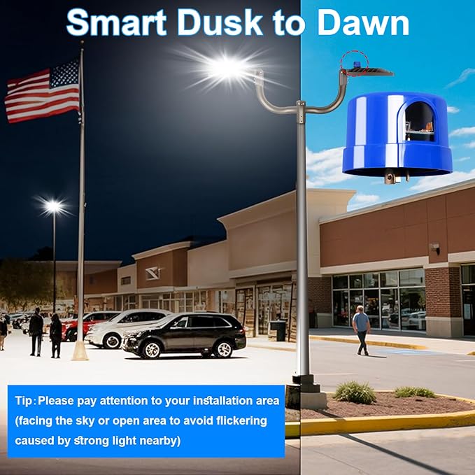 350W LED Parking Lot Lights Outdoor with Slip Fit Mount 52500LM 5000K Super Bright Dusk-to-Dawn Parking Area Light IP65 Commercial and Security Street Stadium Lighting Heavy-Duty 100-277V