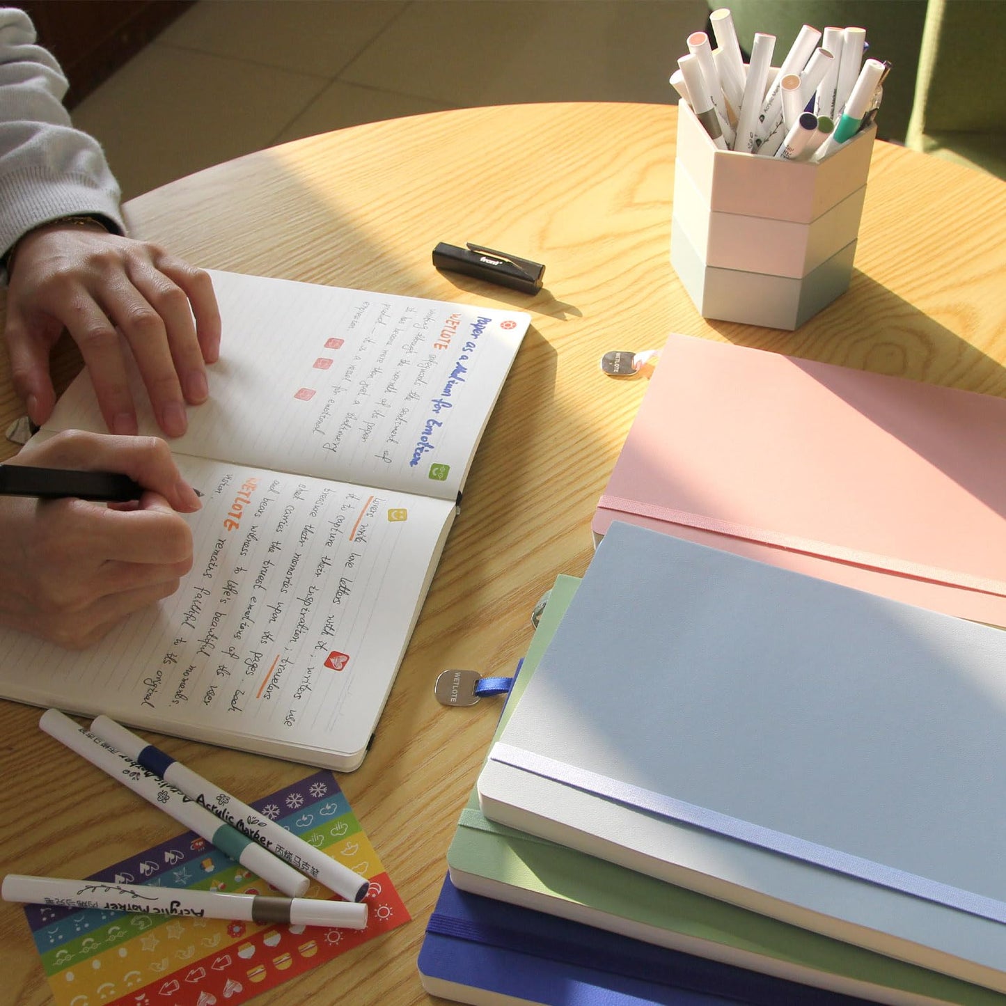 WETLOTE A5 Journal Notebook，Soft Cover - 5.6"x8.25" Line/Grid/Blank, 208 Pages, Soft Leather Journal for Home, Work & School(green,blank)