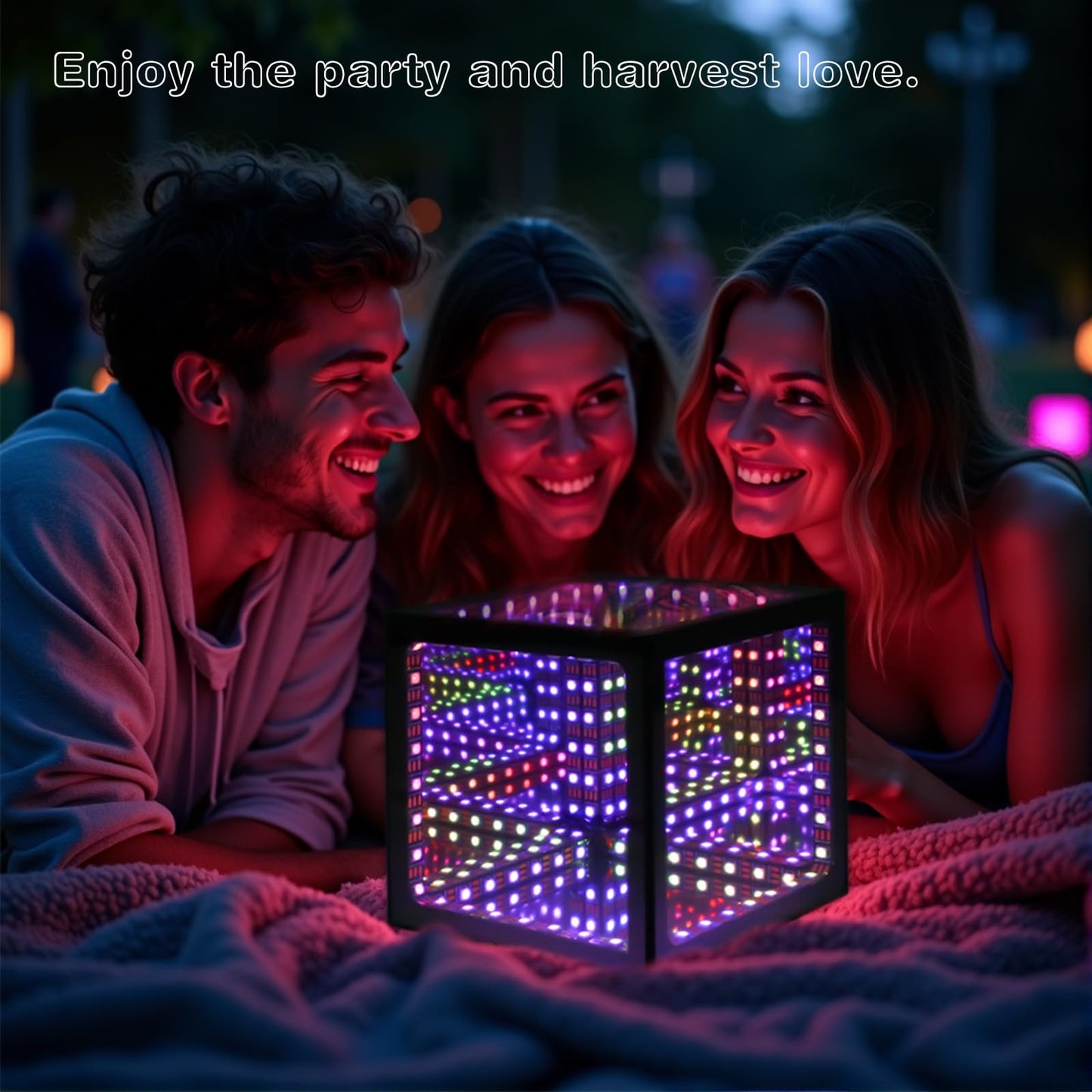 Heepulor Infinity Mirror Hyper Cube Table Lamp, Desk Art Night Light, Color-Changing Music-Sync APP-Controlled Ambient Light for Gaming, Party, Home, Gift (10 Inches)