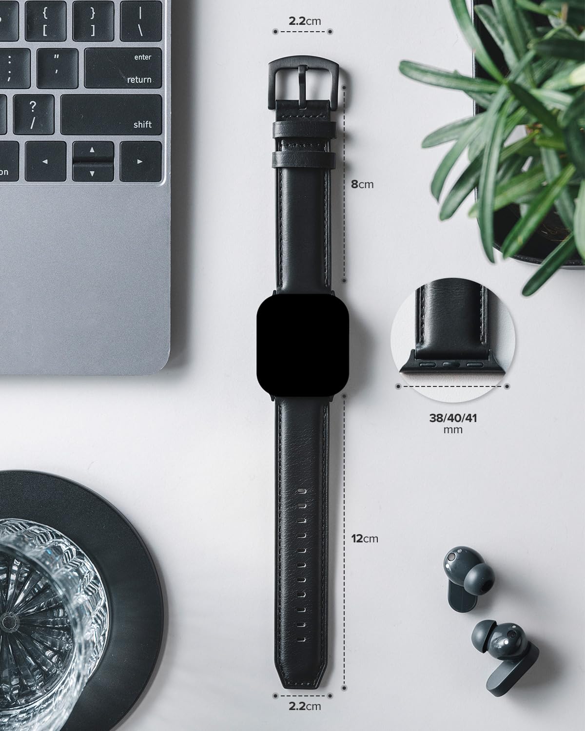 VULKIT Vintage Leather Bands Compatible with Apple Watch Straps 38mm 40mm 41mm, Genuine Leather Wristbands Compatible for Apple iWatch Ultra SE Series 8 7 6 5 4 3 2 1(Black)