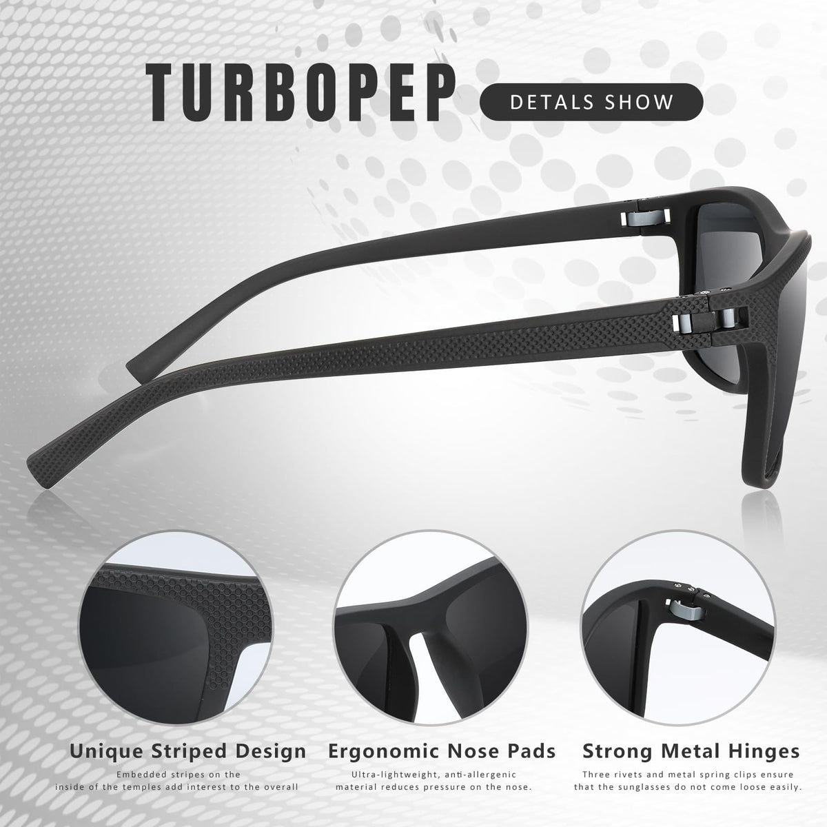 Square Polarized Sunglasses for Men and Women Lightweight Frame Sun Glasses with UV Protection
