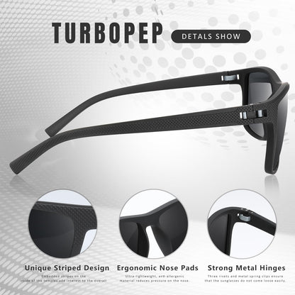Square Polarized Sunglasses for Men and Women Lightweight Frame Sun Glasses with UV Protection