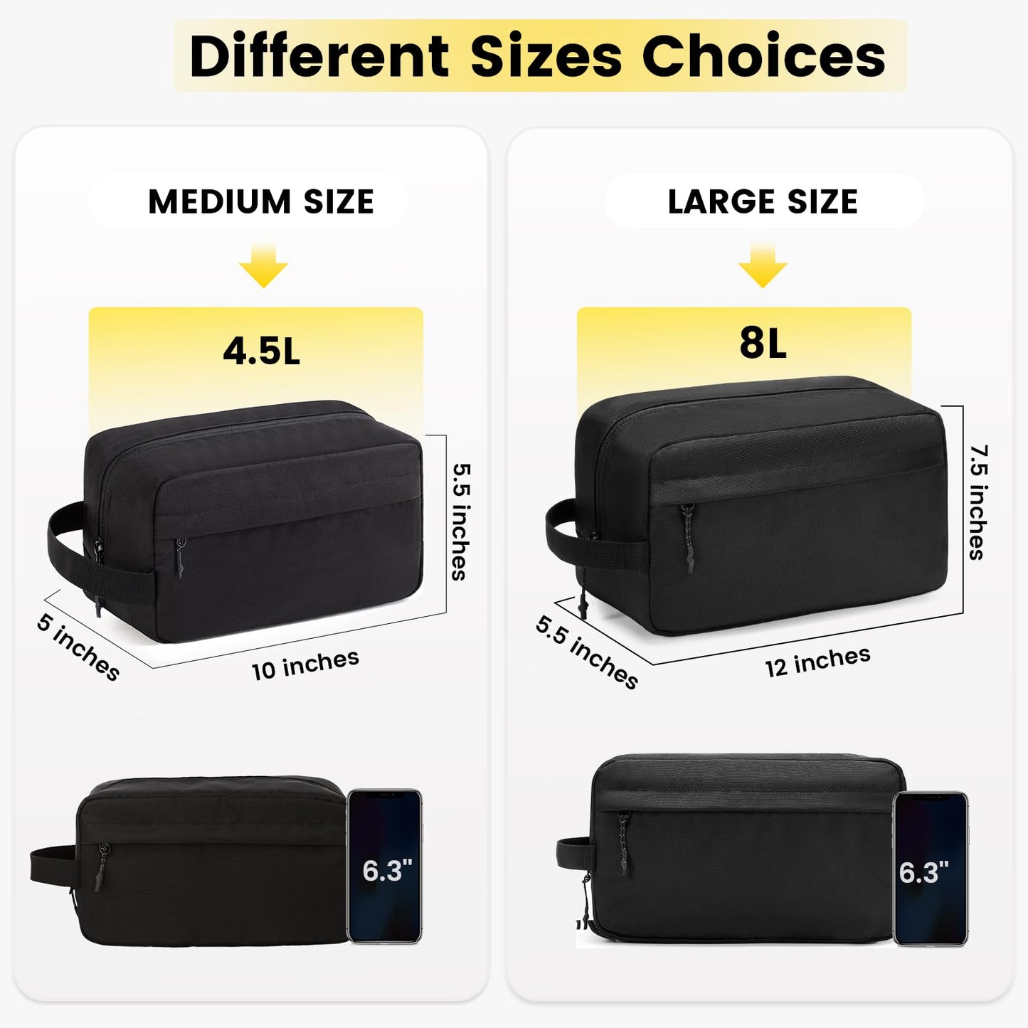 Vorspack Travel Toiletry Bag for Men - Large Toiletries Bag Water Resistant Hanging Travel Bag for Travel Toiletries Accessories - Black