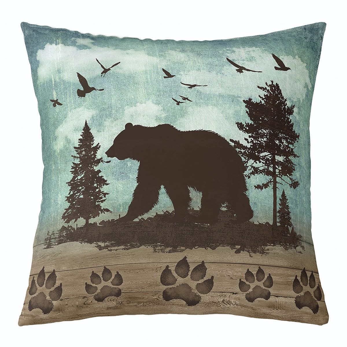 Erosebridal Set of 4 Rustic Hunting Throw Pillow Covers Farmhouse Throw Pillows Covers,Vintage Bear Cabin Deer 18 x 18 Pillow Insert Woodland Animals Accent Pillow Case (Inserts Not Included)