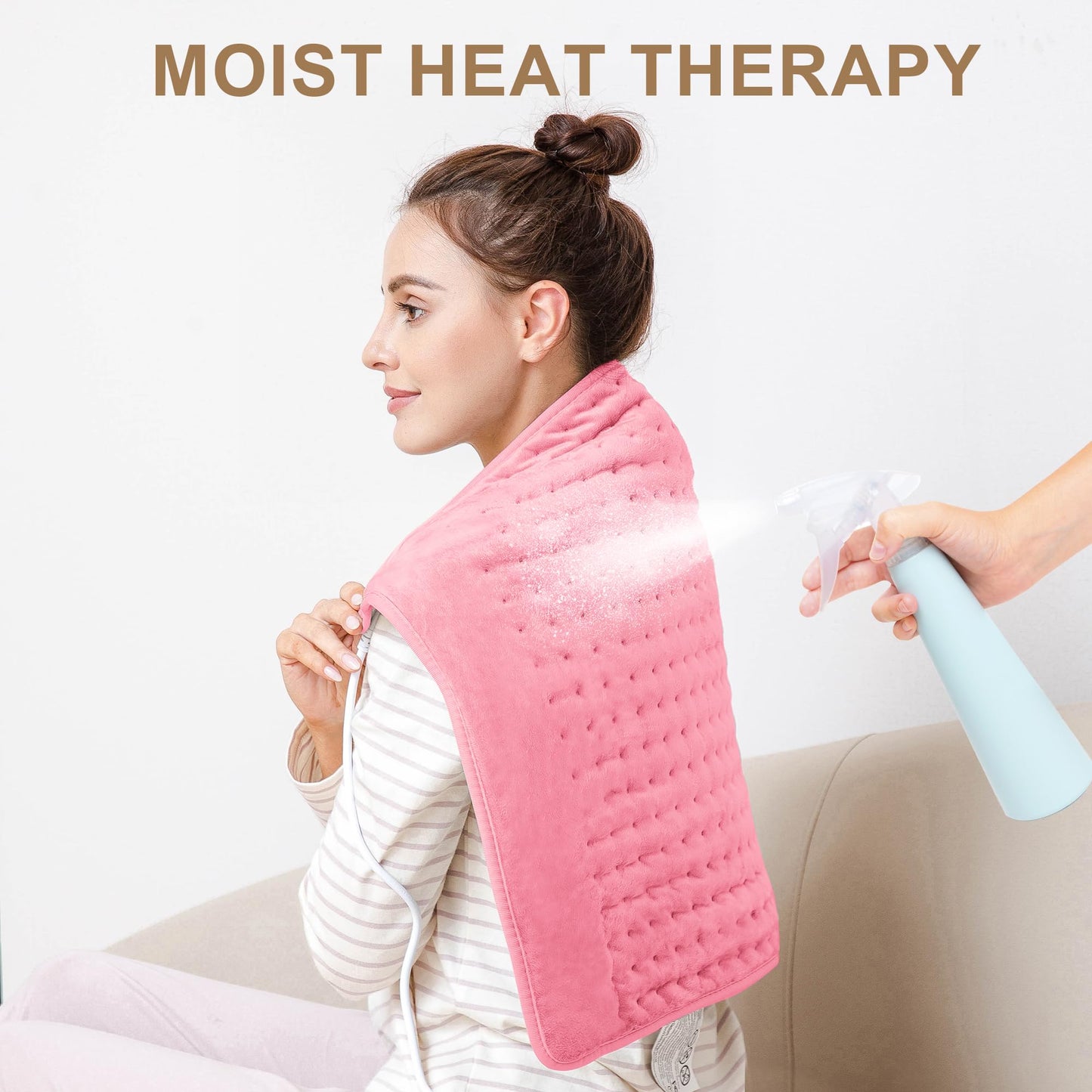 Heating Pad,Electric Heating Pads for Back,Neck,Abdomen,Moist Heating Pad for Shoulder,Knee,Arms,Legs,Dry/Moist Heat & Auto Shut Off,Birthday Gifts for Men and Women(Light Gray, 24''×12'')