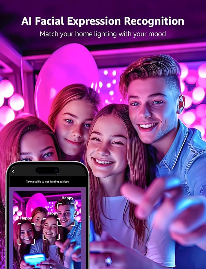Lepro BR2 AI LED Smart Bulbs - AI Generated Lighting, LightGPM 4 with LLM, LightBeats Music Sync, Voice Control Via App, RGBWW Colors, Compatible with Alexa & Google Assistant, BR30 E26 8W, 4 Packs