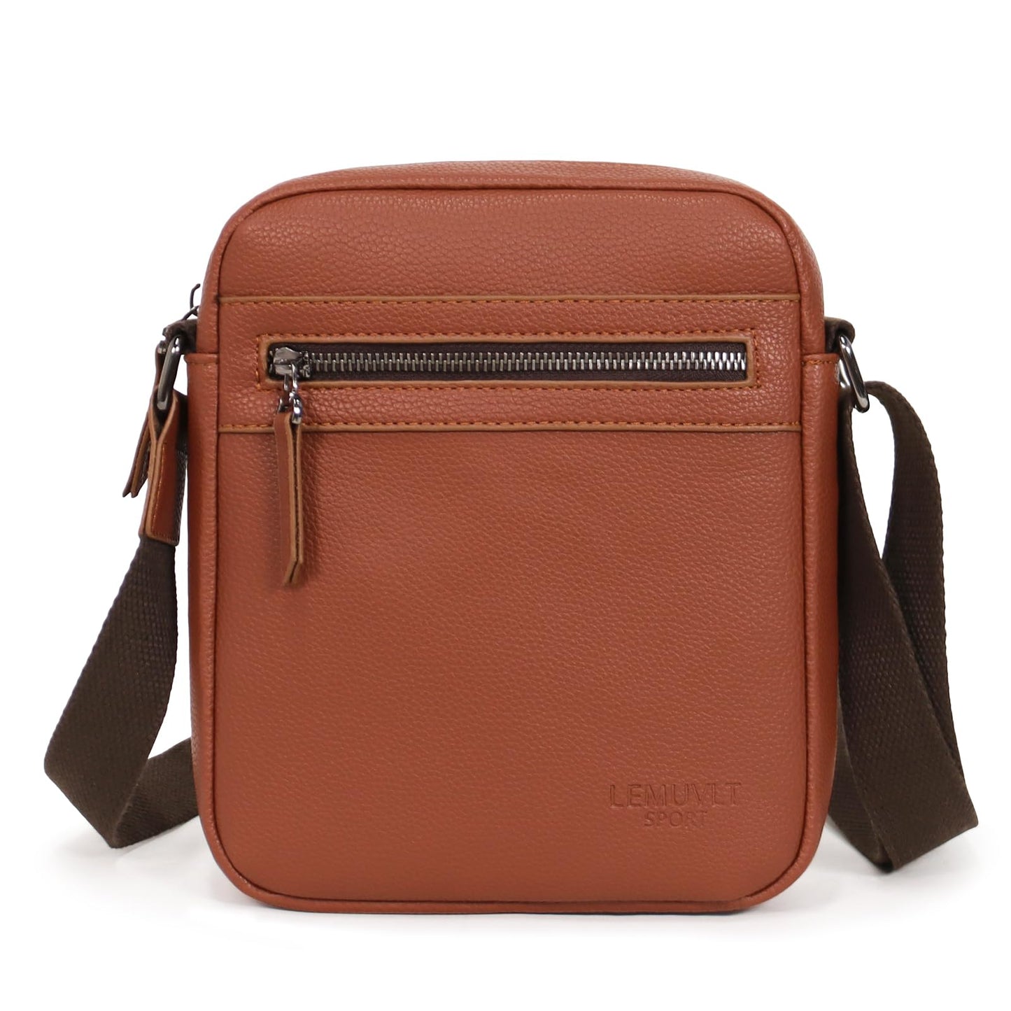 Lemuvlt Small Crossbody bag for men shoulder bag mens purse satchel leather messenger bag gift man(Brown)…
