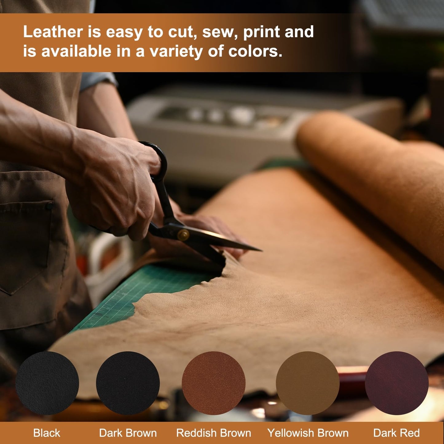 MECCANIXITY Genuine Leather Sheets, 15" x 15" 4-5 oz (1.8-2mm) Thick Full Grain Leather Sheet Tooling Precut for Carving Engraving Molding Embossing Stamping, Dark Red