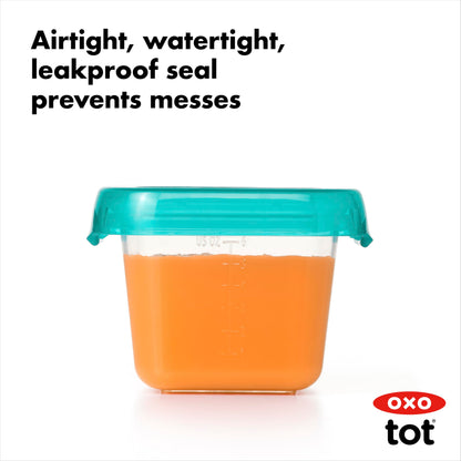 OXO Tot Baby Blocks Food Storage Containers, Teal, 6 oz