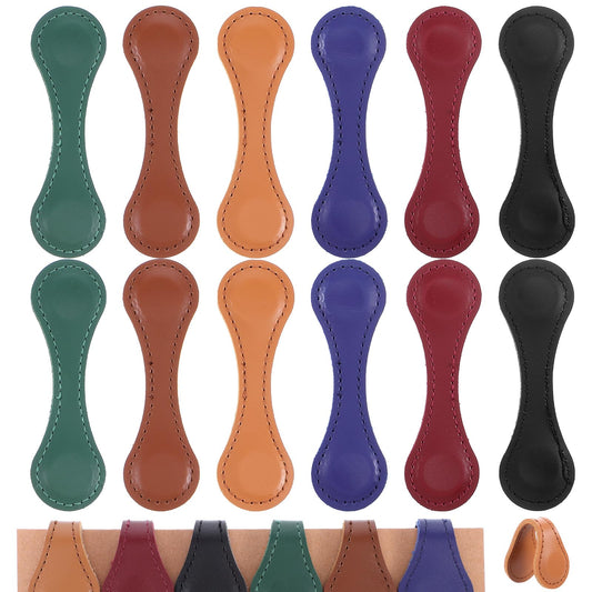 12 Packs Magnetic Leather Bookmark, 6 Color Leather Magnet Book Marks Page Markers Retro Magnet Bookmark Clips Reading Supplies Gift for Reading Men Women Book Lovers