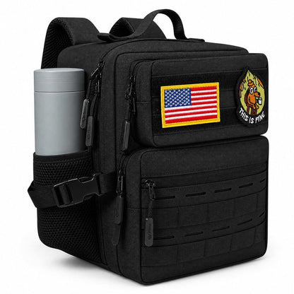 flipfit 9L Mini Tactical Backpack Small Military Gym Bag for Men Women Molle Daypack Camping Backpack with Patch (Black)