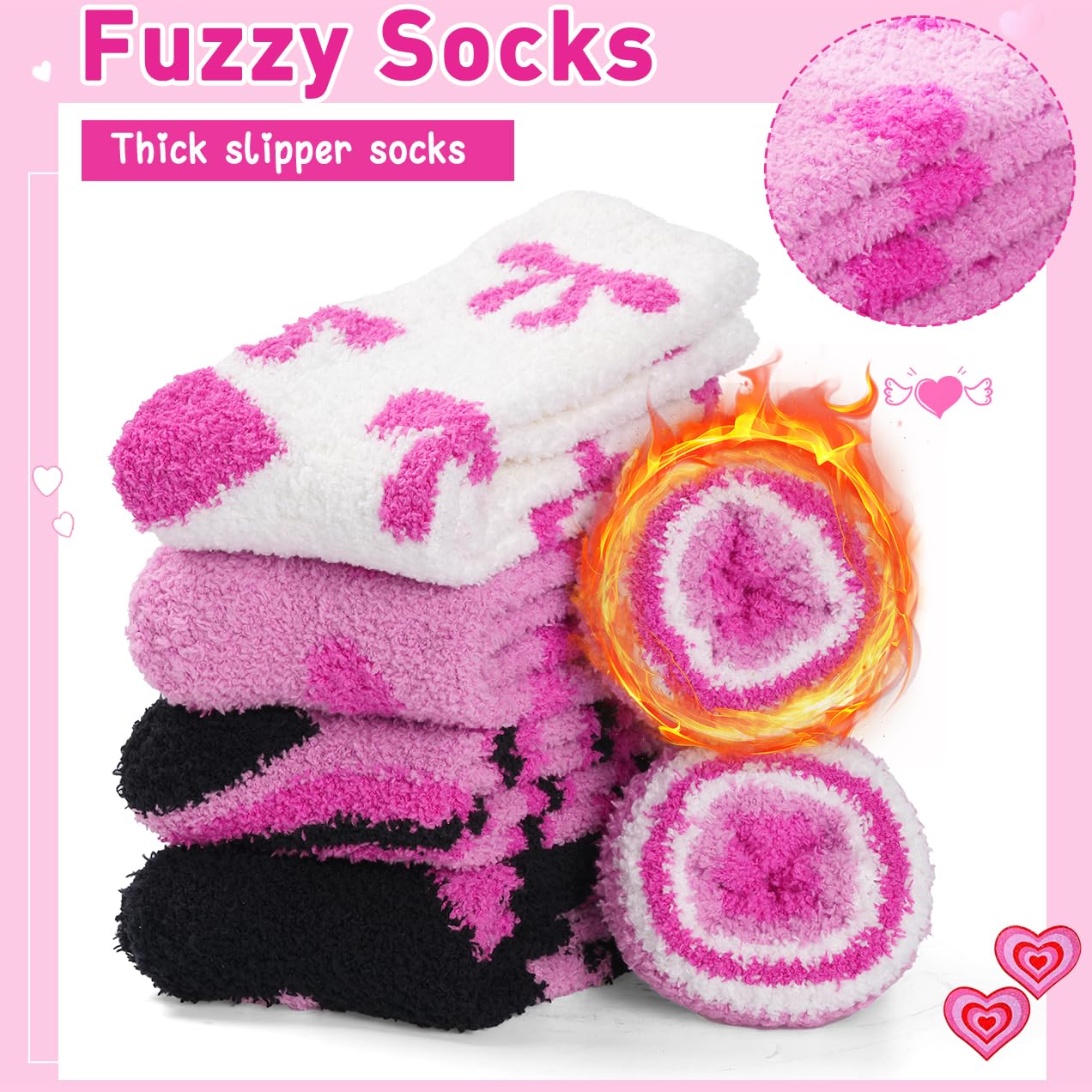 Horuru Fuzzy Socks for Women Fluffy Cozy Slipper Socks Fall Halloween Christmas Gifts Pumpkin Slippers
