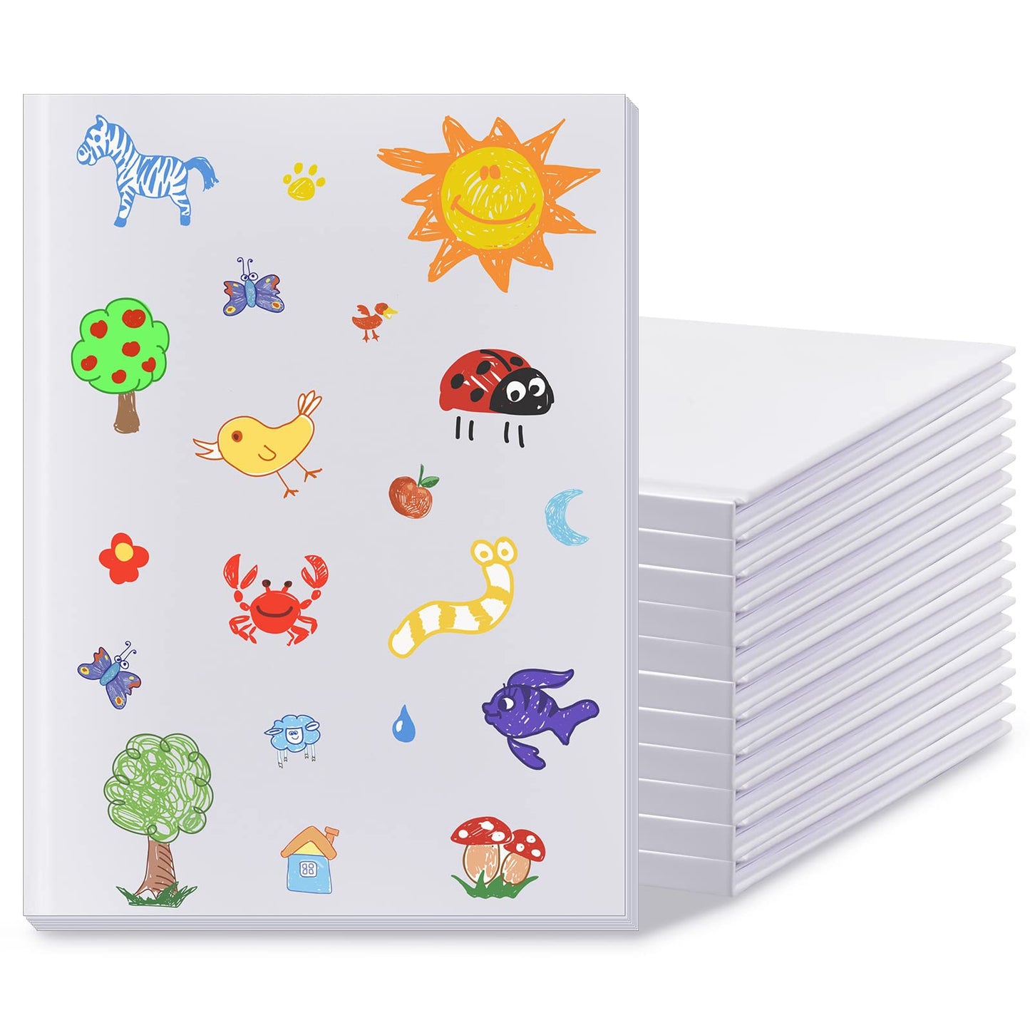 Jecery 12 Pcs Blank White Books Hardcover Sketchbooks White Blank Notebook Hard Cover Journal for Kids Reading Writing Sketch, 18 Sheets Each, 11 x 8.5 Inch