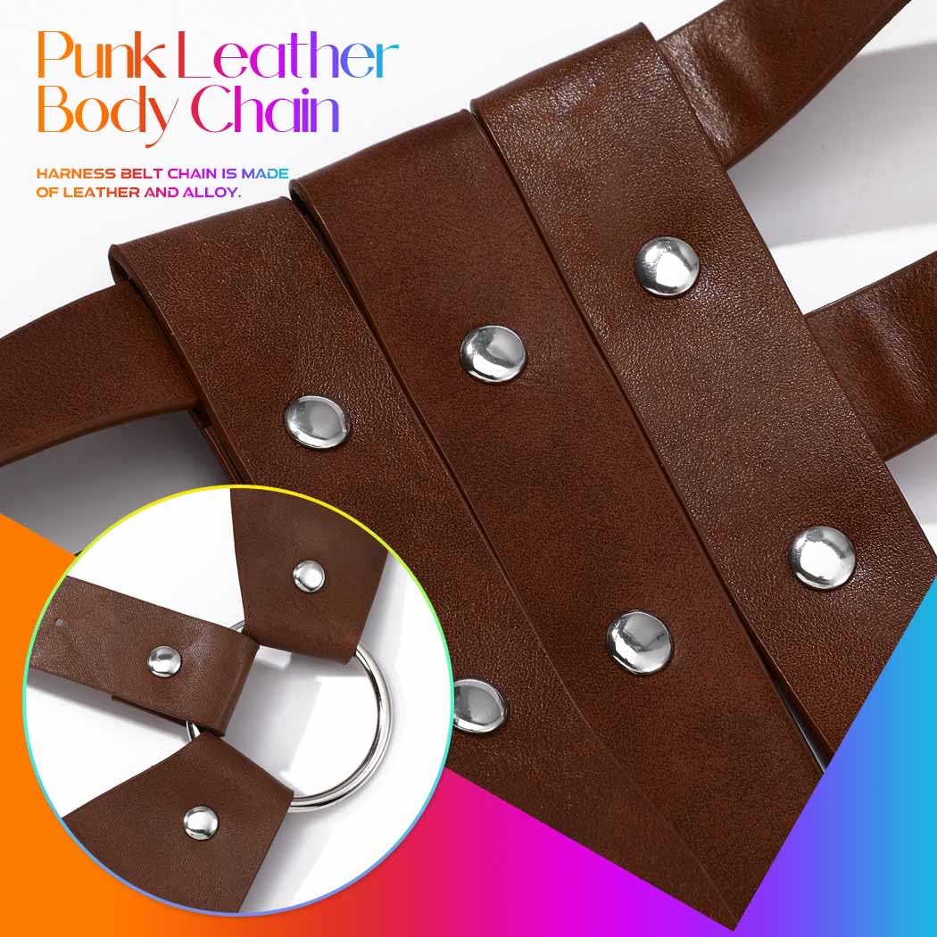 CLOACE Brown Leather Harness Belts for woman Fashion Punk Rave Halloween Body Belt