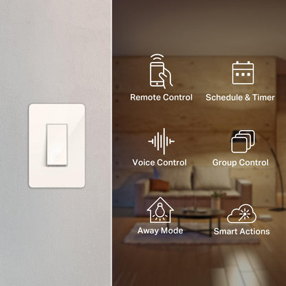 Kasa Smart Light Switch HS200, Single Pole, Needs Neutral Wire, 2.4GHz Wi-Fi Light Switch Works with Google Home, UL Certified, No Hub Required, White