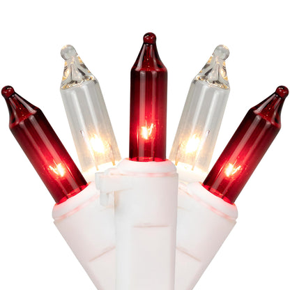 Northlight Mini Incandescent Christmas Lights - 100ct - Red & Clear - 20.25 White Wire