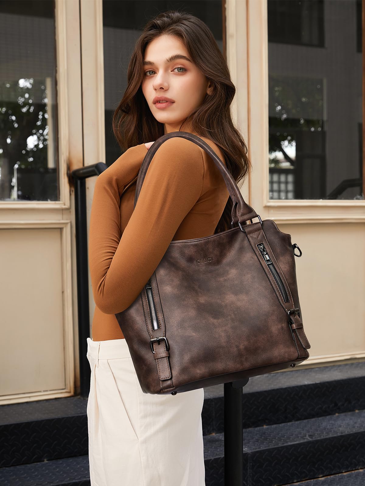 CLUCI Purses for Women Vegan Leather Hobo bag Large Handbag Shoulder Bag with Adjustable Strap Dark Coffee