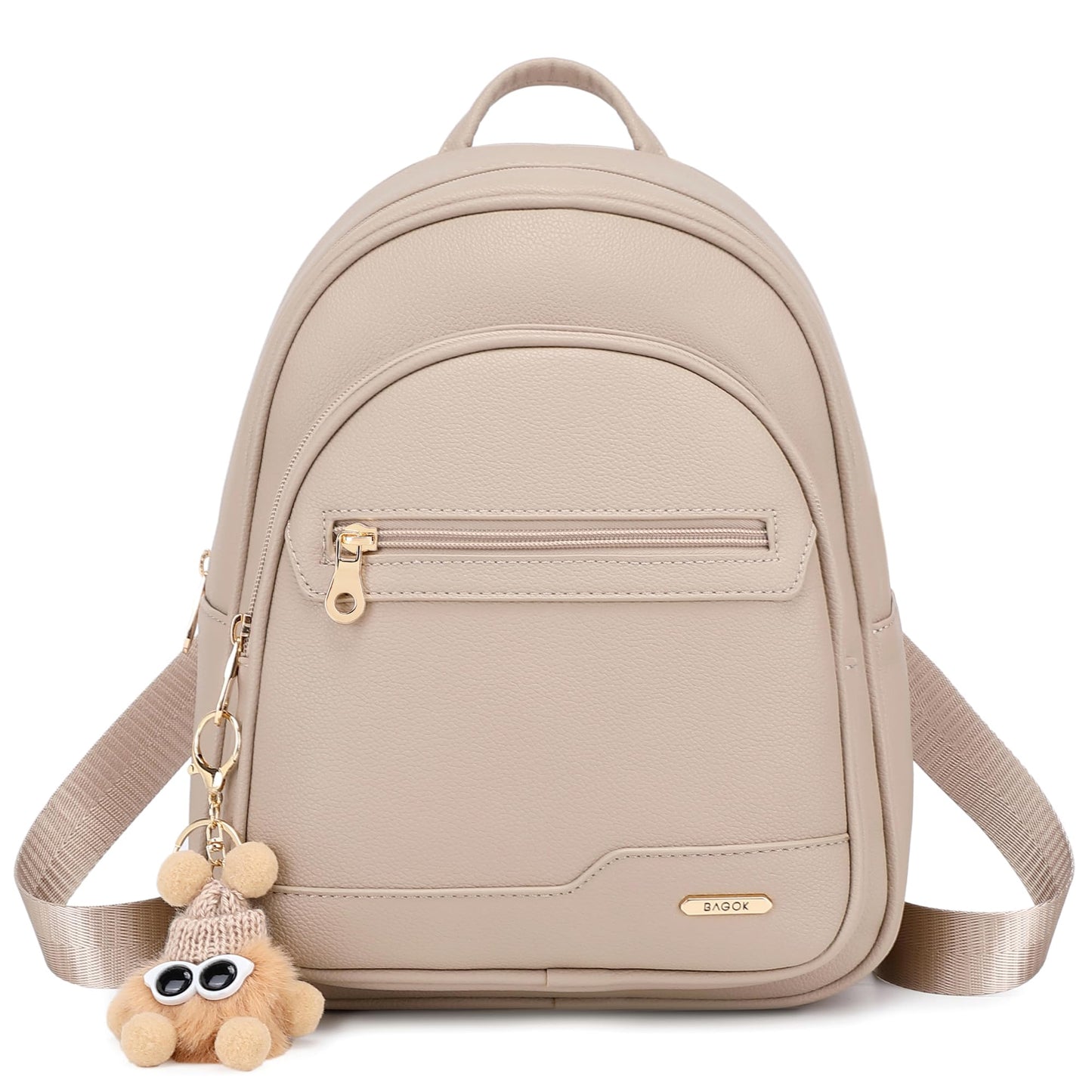 BAGOK Mini Leather Backpack Purse for Women, Small Backpack Purse with Cartoon Charm, Cute Fashion Bag for Girls