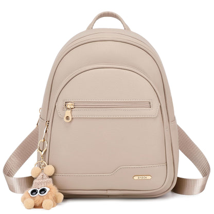 BAGOK Mini Leather Backpack Purse for Women, Small Backpack Purse with Cartoon Charm, Cute Fashion Bag for Girls