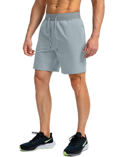 Soothfeel Men's Running Shorts with Zipper Pockets 7 Inch Lightweight Quick Dry Gym Athletic Workout Shorts for Men (Light Grey2, XXL)