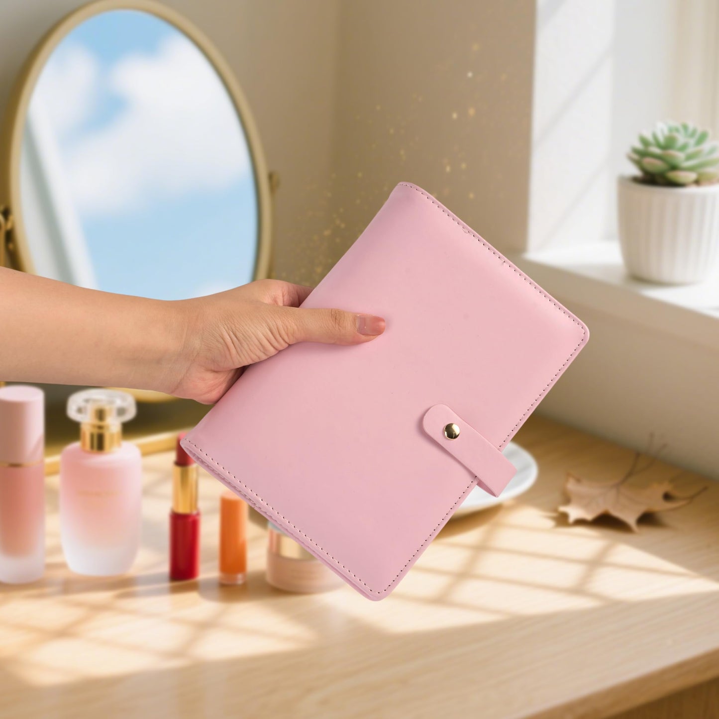 PU Leather Travel Jewelry Storage Box - Jewelry Binder Organizer with Zipper Velvet Pouches Bracelet Earring Rings Necklaces Jewelry Binder Gift for Women -Pink