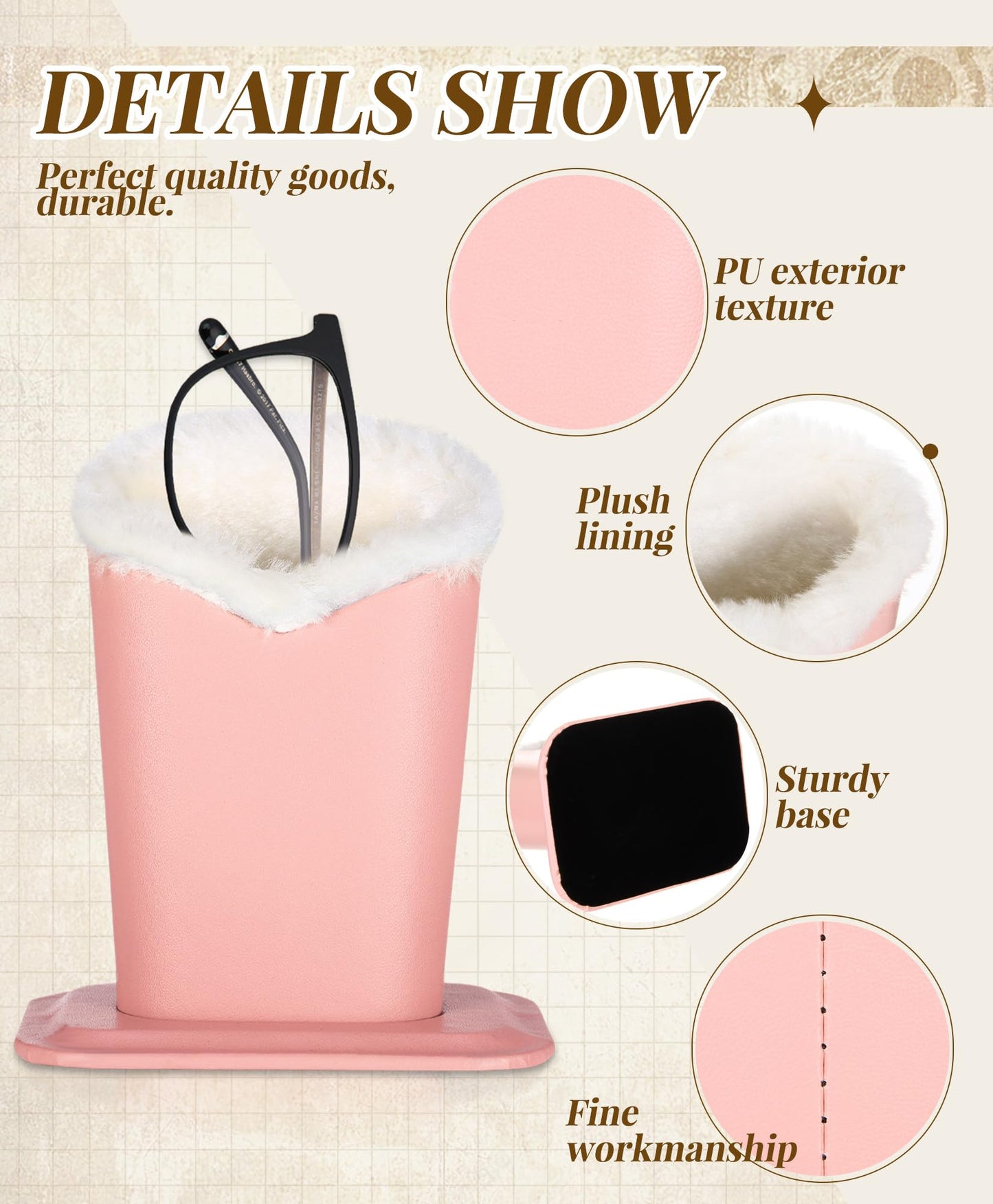 Weewooday 6 Pack Plush Lined Eyeglasses Holder Stand for Glasses Leather Reading Stand Case Protective Glasses Case (Trendy)